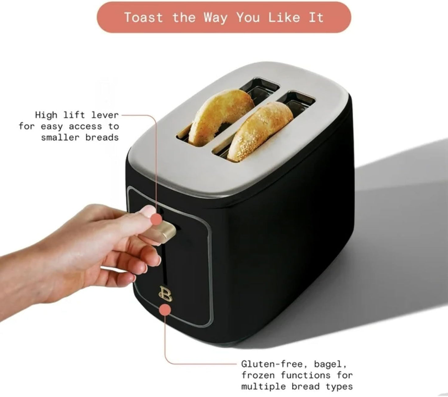Skiennix 2-Slice Digital Toaster - Touch Control Panel, Adjustable Shade Settings, Wide Openings | Black