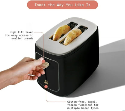 Skiennix 2-Slice Digital Toaster - Touch Control Panel, Adjustable Shade Settings, Wide Openings | Black
