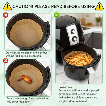 BYKITCHEN 300PCS Disposable Air Fryer Liners for Ninja AF141 5QT Pro AF181 6.5QT, Chefman 6 QT, Cosori 6QT &Other 5 to 8Qt Airfryer, 8 Inch Round Air Fryer Parchment Paper, Airfryer Basket Accessories