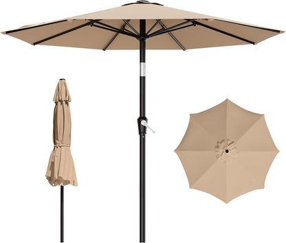 AreShark 9 FT Patio Umbrella - Outdoor Table Umbrella with Push Button Tilt & Crank | Beige, 8 Sturdy Ribs