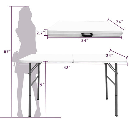 Camp Solutions Plastic Folding Table, 6 FT Folding Table, Plastic Portable Tables for Dining Parties Card Picnic Camping, Granite White