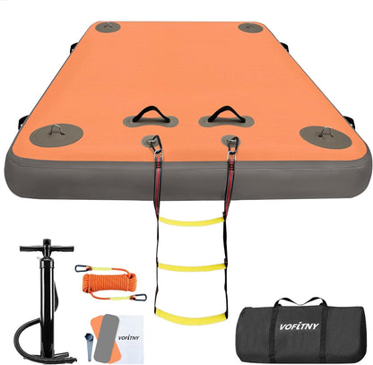VOFiTNY Inflatable Floating Dock Swim Air Platform Island Raft Mat for Lake Beach Ocean with Rope Ladder, Non-Slip Surface
