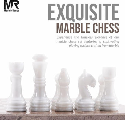 Marble Chess Set for Adults 15 Handmade Oceanic &amp White Board Game with 32 Chess Pieces 2 Extra Queens &amp Storage Box Luxury Travel Game – Elegant Home Décor