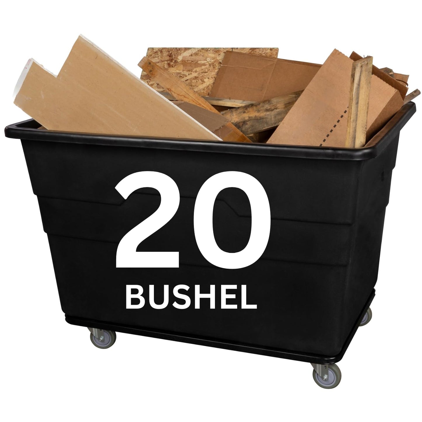 ReadySpace Commercial 20 Bushel Utility Cart with Steel Base, Poly Box Basket Truck, Laundry Cart, and Rolling Trash Bin, 51.5-Inch x 35.5-Inch x 36-Inch, 1000 Pound Weight Capacity, Black