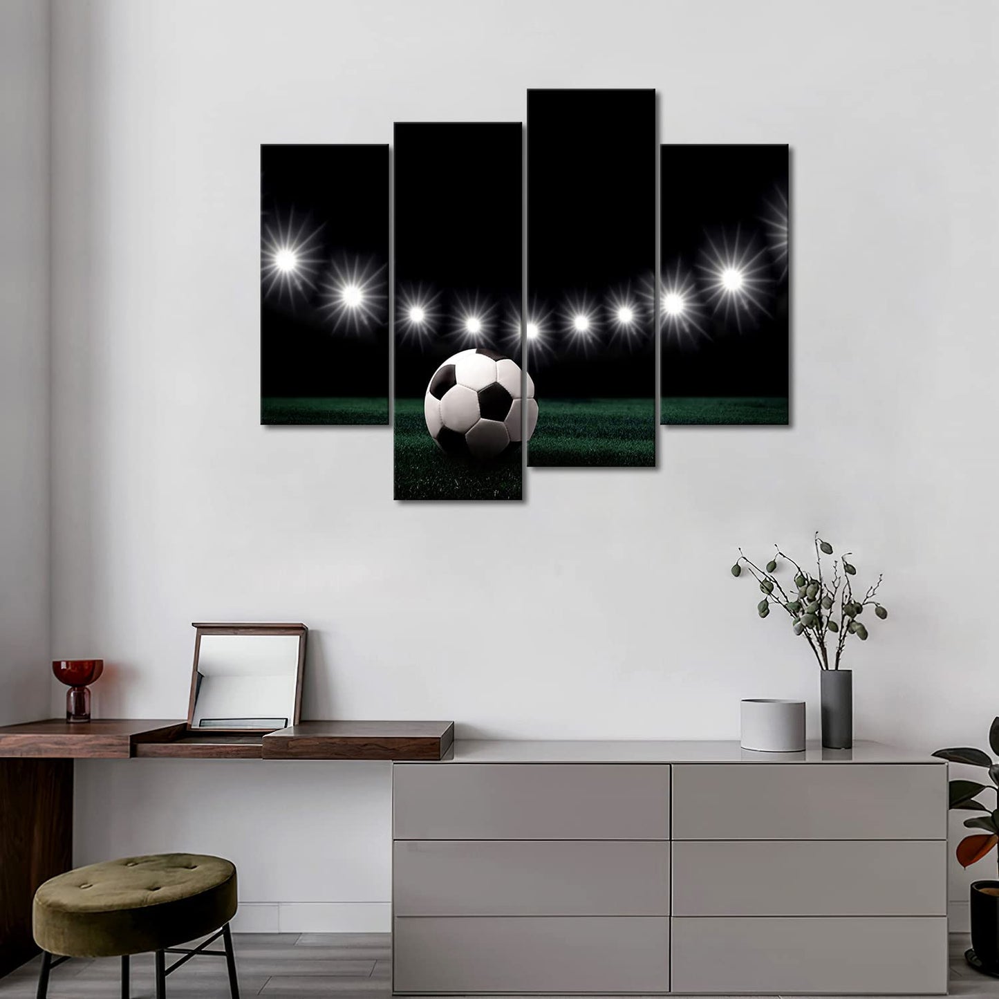 First Wall Art - Eleven White Lights and A Soccer Wall Art Painting Pictures Print On Canvas Art The Picture for Home Modern Decoration