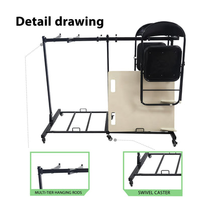 Folding Chair Rack with Wheels,Heavy Duty 1000 Lbs Metrixpio Capacity Movable Storage Chair Dolly for Wedding, Office, School & Camping