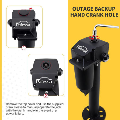 Pafessa 12V Electric A-Frame Trailer Tongue Jack with 7 Way Plug, 3500lb Lift Capacity 18” Travel Add 4.5” with the Drop Foot, Protective Cover Included