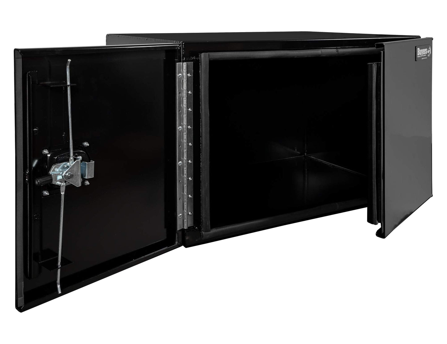 Buyers Products 1705835 Underbody Tool Box With Barn Door, 24x24x36 Inch, Black Powder-Coated, Made in USA, .100 inch Smooth Aluminum, 3-Point Locking, Truck Storage Toolbox For Work Vehicles