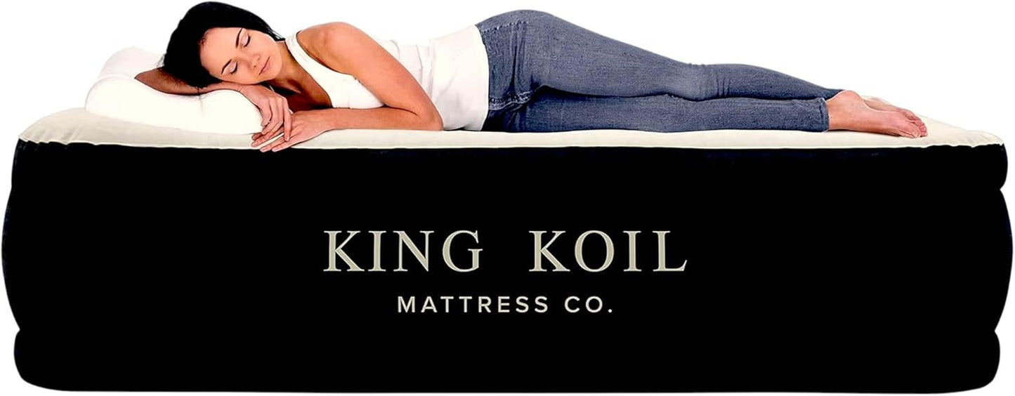 King Koil Luxury Twin Air Mattress - Built-In Pump, 20” Double High, Waterproof, 1-Year Warranty