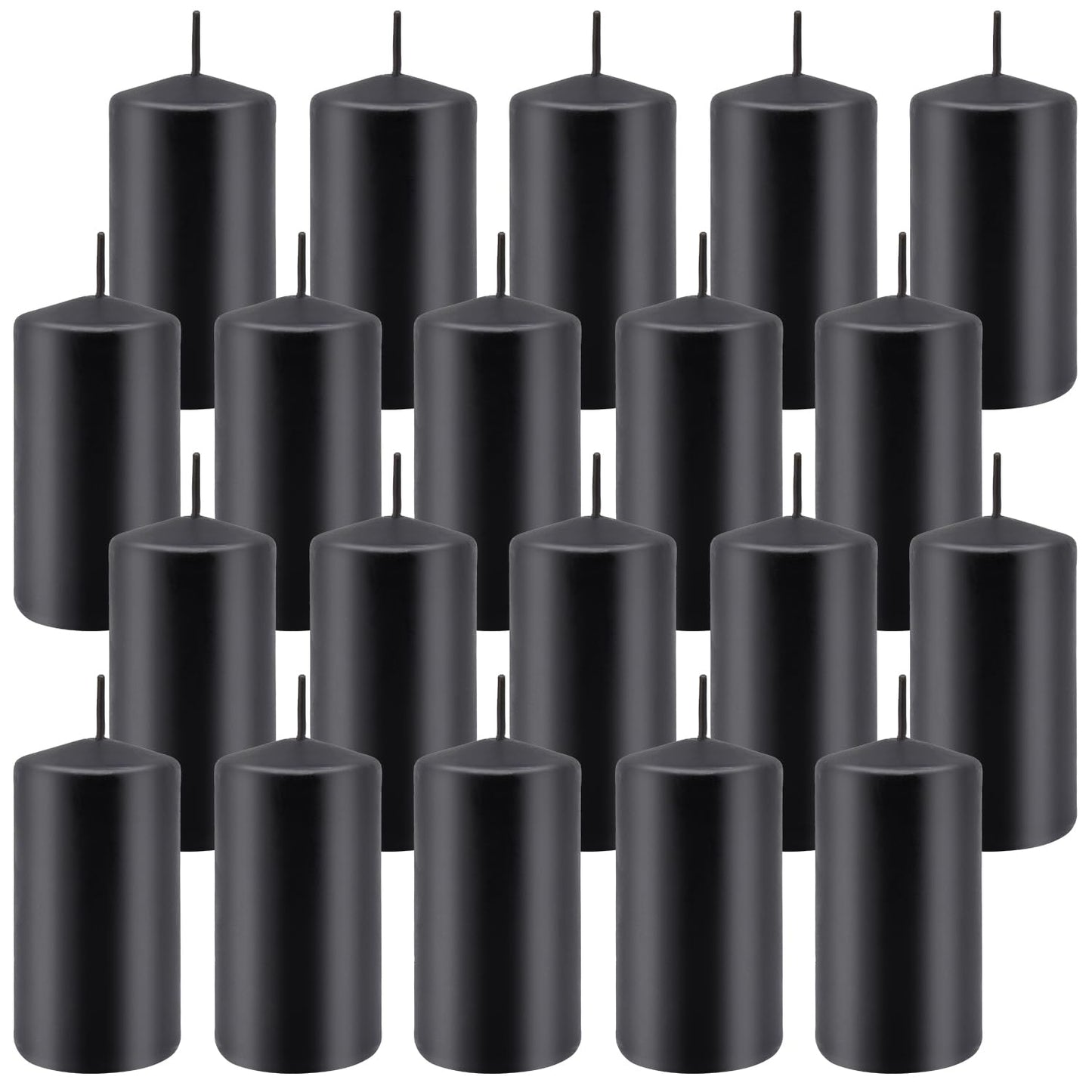 20 Pack 2x4 Inch Black Pillar Candles Unscented for Home Decor Party and Holiday,Elegant Dark hue