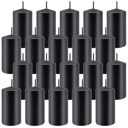 20 Pack 2x4 Inch Black Pillar Candles Unscented for Home Decor Party and Holiday,Elegant Dark hue