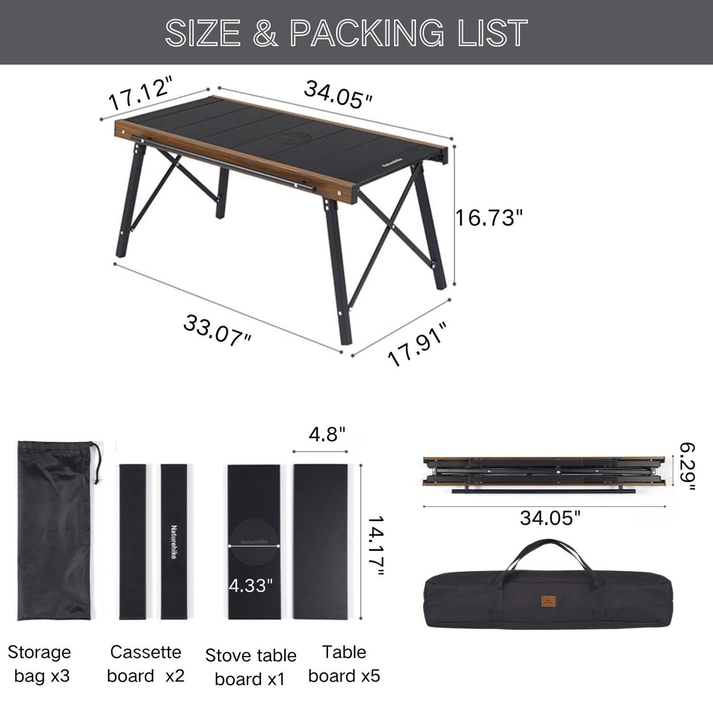 windhike Naturehike Folding IGT Camping Table, Portable IGT Table with Carry Bag, IGT Cook System, Camping Kitchen, Foldable Picnic Table for Outdoor Camp Picnic Car RV Trip Patio Backyard BBQ
