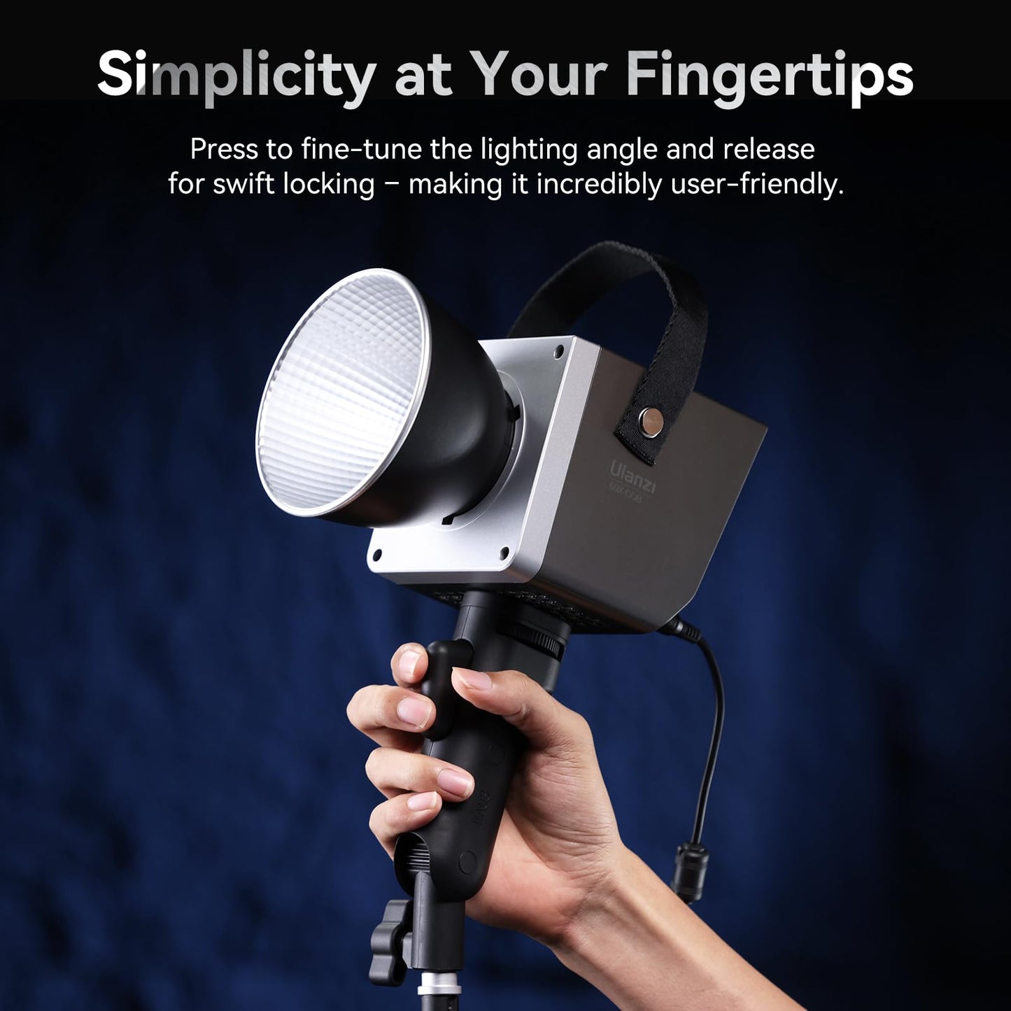 ULANZI 40W Pro RGB Portable LED Video Light w Adapter, 3400mAh Mini COB Continuous Handheld Spotlight, Ulanzi LA03 Quick Adjustment Handheld Light Stand Grip with 1/4" Screw for COB Light