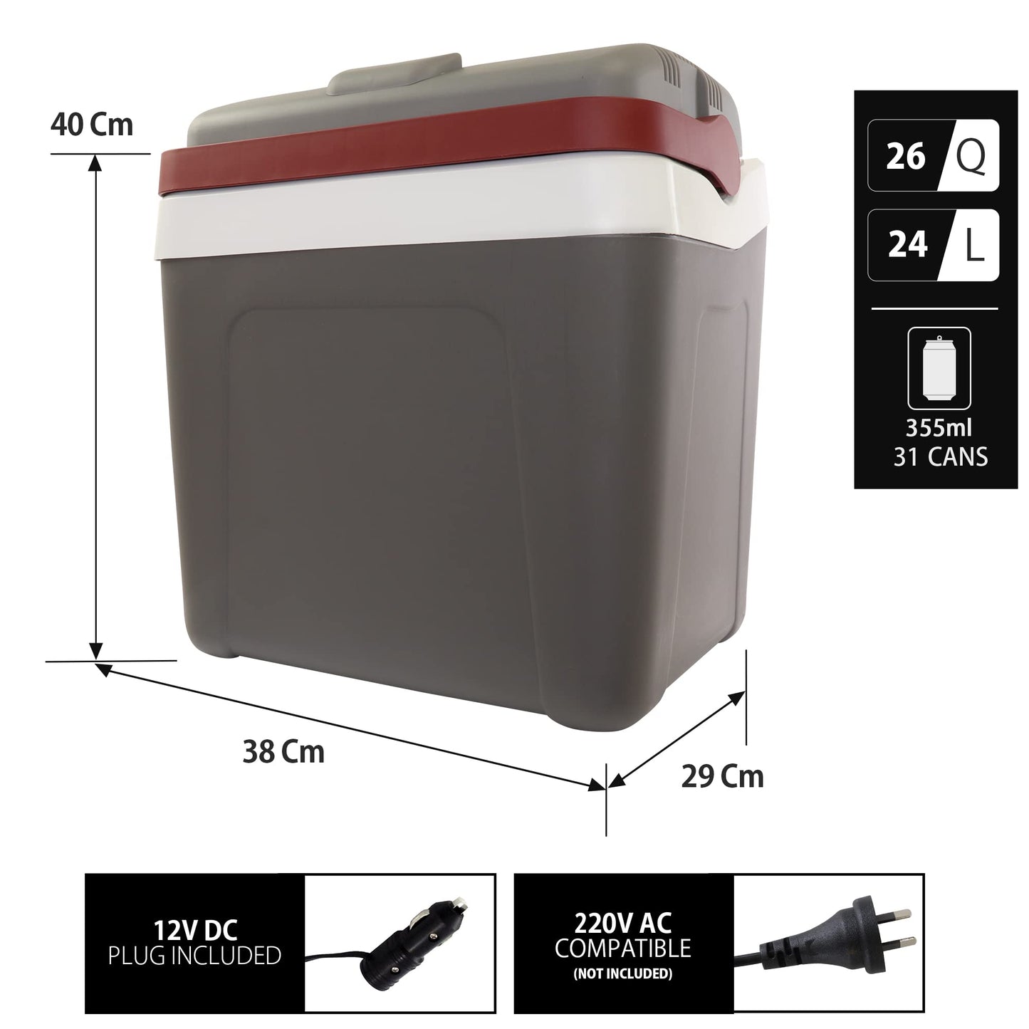 Koolatron 12V Iceless Cooler & Warmer – Portable 26 qt Electric Cooler/Nevera Portátil Eléctrica for Car Truck Camper Boat Hard Sided Mini Fridge for Camping Picnic Travel Lunch Food Drinks Office
