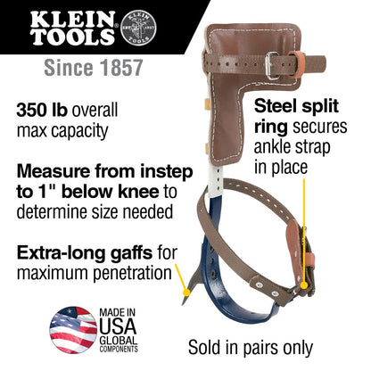 Klein Tools CN1907ARL Tree Climber Set with Pole Climbers, Leg Irons, Climbing Gaffs, and Pads, Straps, Gaff Spikes, Stirrups