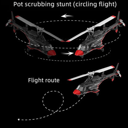 A61 Airwolf Remote Controlled Helicopter Aircraft Plane 4CH RC Heli Aileronless 1/42 Scale 6-Axis Gyroscope Altitude Hovering Optical Flow Position 2Batteries for Adults Beginners/Black red