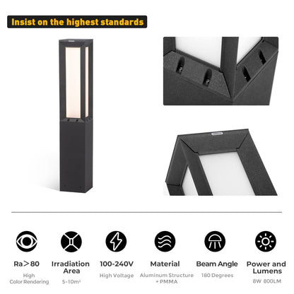 Linkmoon Landscape Path Light, Aluminum 8W 800LM Luxury LED Lighting, 32 Inches Modern Outdoor Bollard Lighting for Lawn, Patio, Courtyard and Driveway Decoration