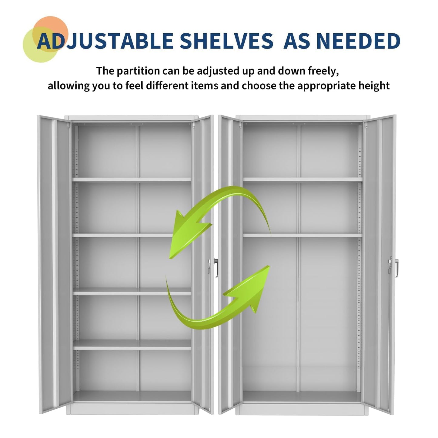 MegaChoice 71" Metal Garage Storage Cabinet with 2 Doors and 4 Adjustable Shelves, Steel Lockable File Cabinet, Locking Tool Cabinets for Pantry, Garage, Office, Shop, Organization, Etc, White