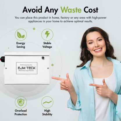 KVAR Energy Saver, 300 Amp Home Energy Saver Box & Surge Protector for Whole House, UL Components Included