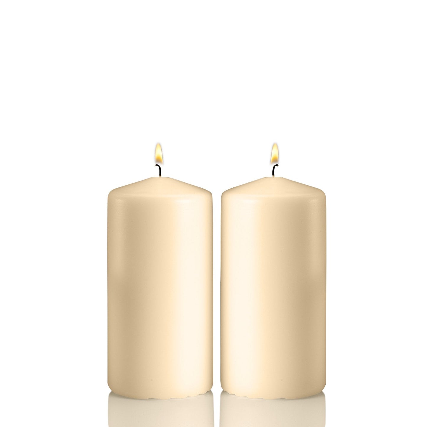 Light In The Dark Ivory Pillar Candles - Set of 2 Unscented Candles - 6 inch Tall, 3 inch Thick - 36 Hour Clean Burn Time