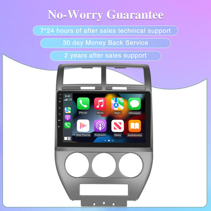 [8 Core 4G+64G] Android Car Radio for Jeep Compass Patriot 2007 2008 2009-10.1 inch Touch Screen Car Play Stereo, DSP 32 EQ Audio/IPS Screen/Carplay/Android Auto/SWC/BT 5.0/WiFi