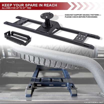 Armordillo Pinch Clamp Style Truck Bed Tire Rack Carrier with Gas Can Mount|Compatible with Full Size Pickup Trucks|8739242|Matte Black