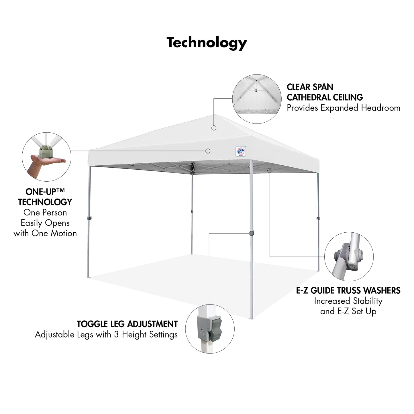 E-Z UP Patriot ONE-UP Technology Shelter, 10' x 10', White