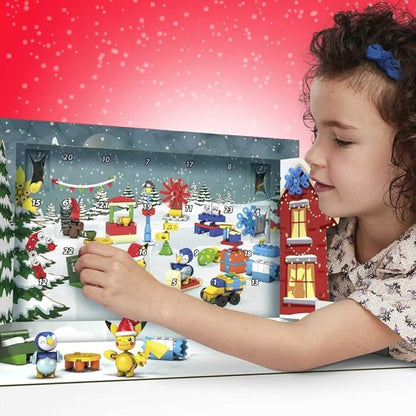 MEGA Pokémon Building Toys Set Holiday Calendar with 202 Pieces 2 Poseable Characters and Accessories for Kids