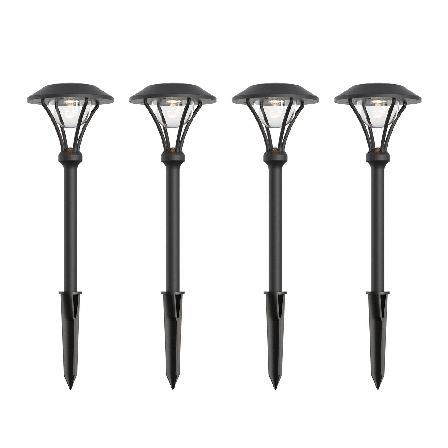 LL LIGHTING LIVING 12V Low Voltage Landscape Path Lights 4PK 1W 60LM LED Pathway Lights 3000K Warm White Durable Aluminum Housing with Stake, Waterproof for Walkway Garden, Black