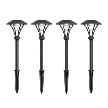 LL LIGHTING LIVING 12V Low Voltage Landscape Path Lights 4PK 1W 60LM LED Pathway Lights 3000K Warm White Durable Aluminum Housing with Stake, Waterproof for Walkway Garden, Black