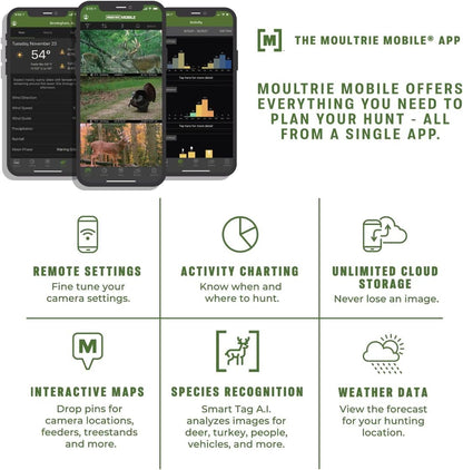 Moultrie Edge Pro Cellular Trail Camera with Rechargeable Lithium-Ion Battery - Auto Connect, Nationwide Coverage, 1080p Video HD Audio, 100ft Detection Range, Extended Runtime, Weatherproof