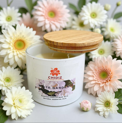 CHIDIZ White Gardenia Soy Scented Candles | Large 1 Wick Jar Candle | Up to 45 Hours Burning Time | Relaxing Aromatherapy Candles | Housewarming Gift for Women and Men (Medium, White Gardenia)