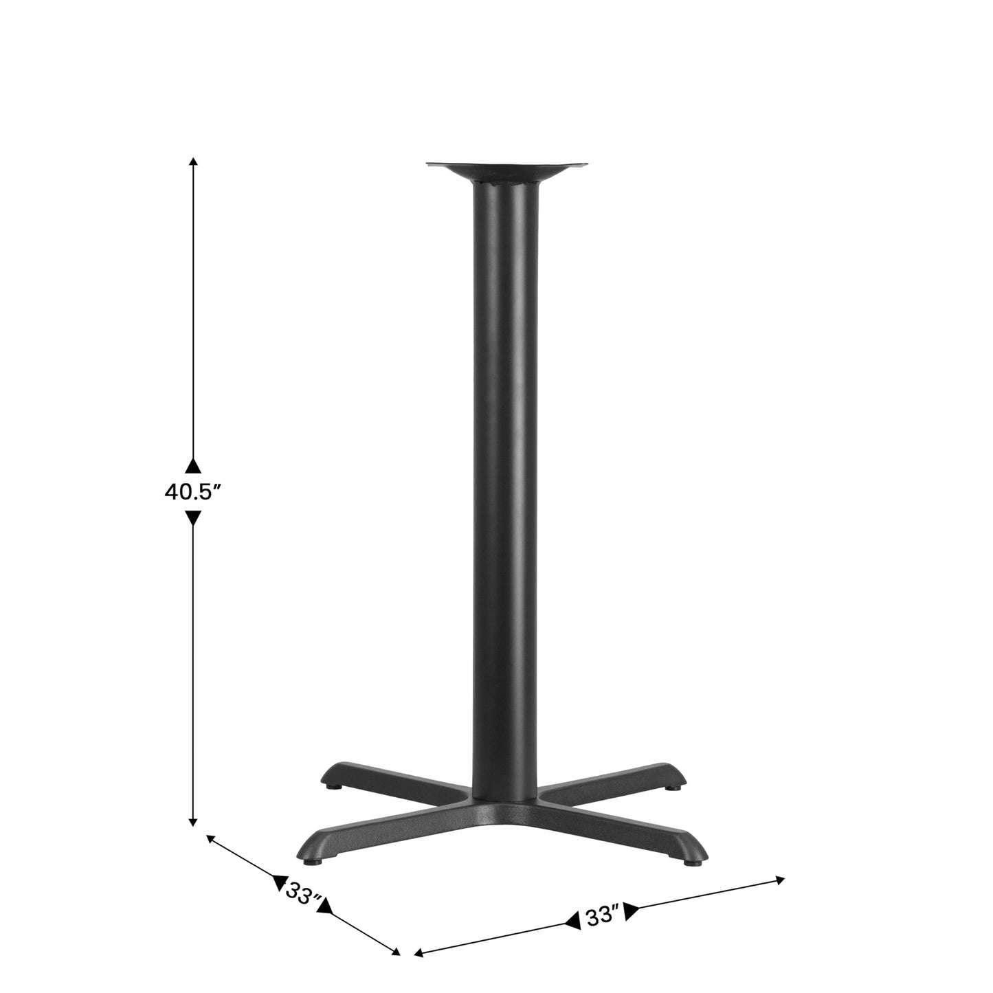 Flash Furniture Beverly 33'' x 33'' Restaurant Table X-Base with 4'' Dia. Bar Height Column, Black, Set of 1