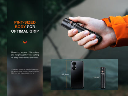 Fenix E35R EDC Flashlight, 3100 Lumens USB-C Rechargeable High Lumen Performance Flashlight with LumenTac Organizer (Black)