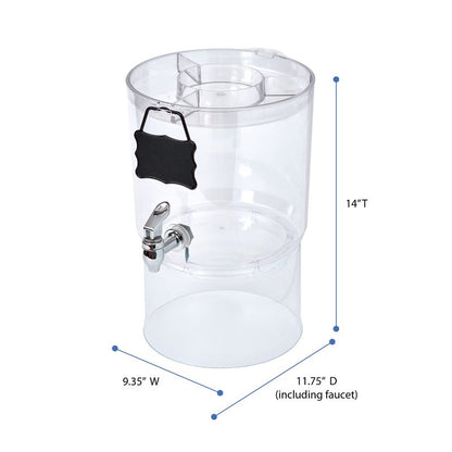 Buddeez Durable 2 Gallon Beverage Dispenser with Stand - Stackable Drink Server for Parties - Includes Party Top Lid and Chalk board Tag