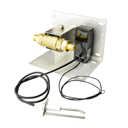 Stanbroil Fire Pit Gas Burner Spark Ignition Kit with Push Button Igniter, Gas Shut-Off Valve with 3” Chrome Key, and Stainless Steel Mounting Plate