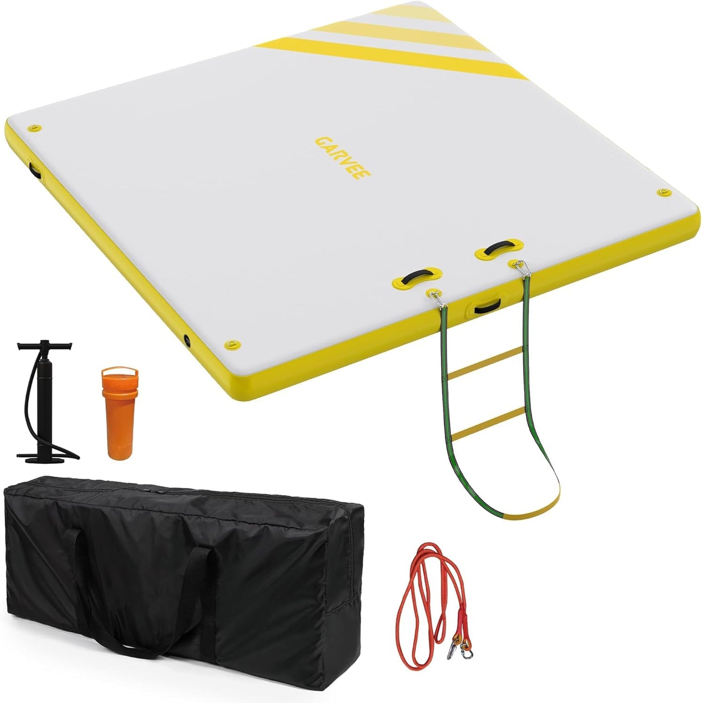 GAOMON Inflatable Dock Floating Platform, Thick Lake Floats for Adults, Non-Slip Air Dock Platform with Portable Carrying Bag, Floating Platform Island for Pool Beach Ocean(Yellow,8 x 6 ft)