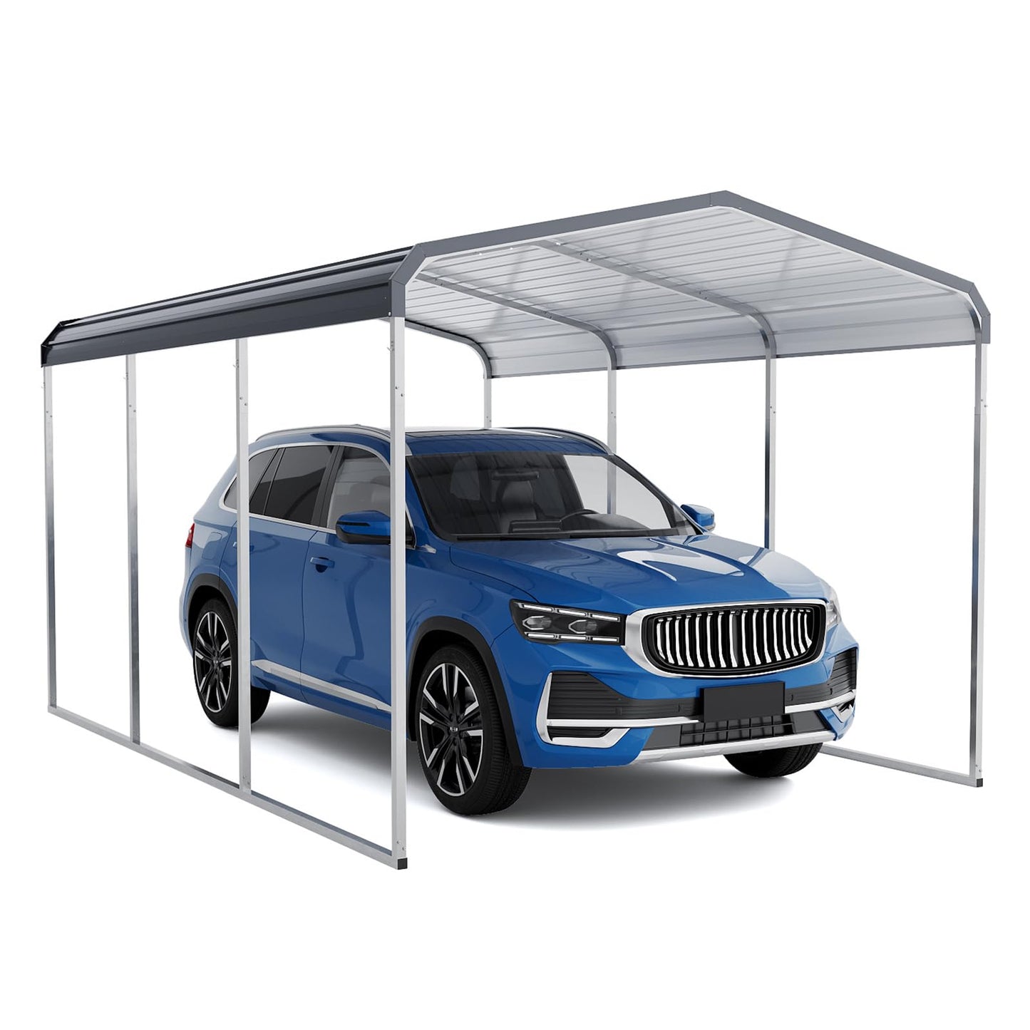 10x15 FT Heavy Duty Metal Carport with Galvanized Steel Roof, Oversized Car Shelter for Trucks Boats Tractors – Outdoor Vehicle Canopy for Driveway, Yard, Farm