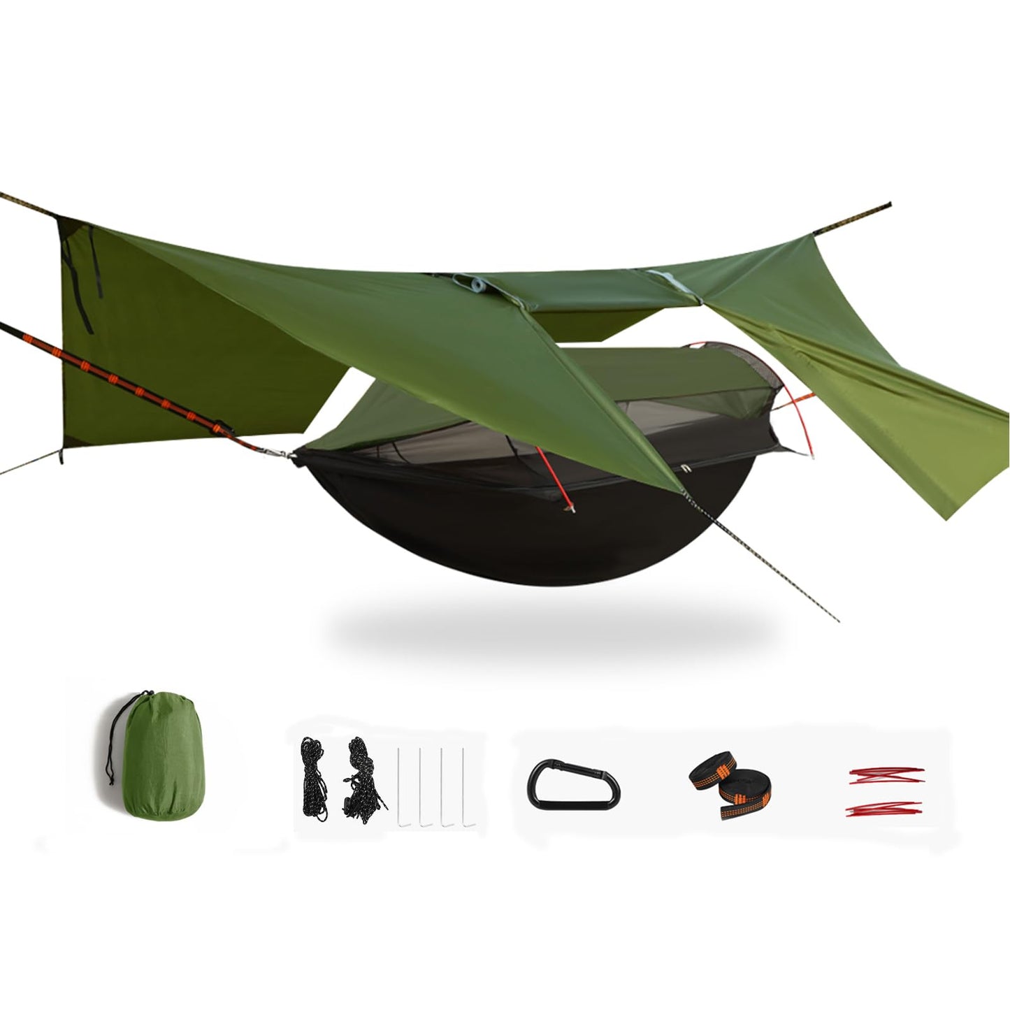 3-in-1 Camping Hammock Tent with Rain Fly, Quick-Zip Door & Curved Poles – Lightweight Shelter with Mosquito Net