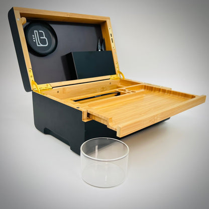 Blue Bus Golden Roller Box – Premium Bamboo Organizer with Precision Compartments, Golden-Ratio Inspired Design, Magnetic Closure, Multi-Purpose Storage for Home Décor & Personal Accessories