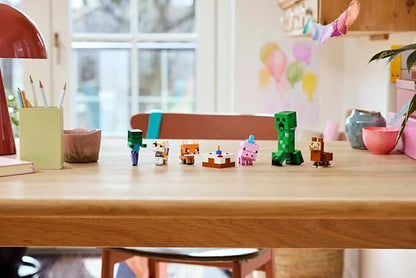 LEGO Minecraft 21281 Baby Pig’s Birthday Celebration – 351-Piece Build &amp Play Set with Creeper Baby Pig Fox Llama Cat Zombie Mobs + Buildable Cake (Ages 8+)