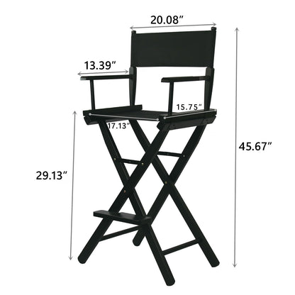 JXUFDHO Tall Directors Chair Foldable 46'', Makeup Chair Black for Makeup Artist, 250lbs Capacity Solid Hardwood,Black