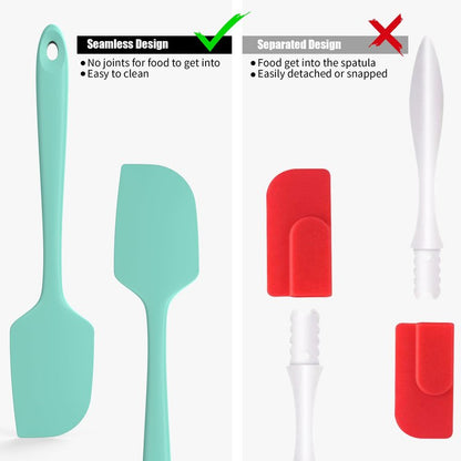 4-Piece Silicone Spatula Scrapers: Doosu 600°F Heat Resistant Food Grade Kitchen BPA Free Rubber Baking Cooking Tool Nonstick Utensil Set for Mixing, Scraping, Folding, Stirring, Serving (Multi-3)