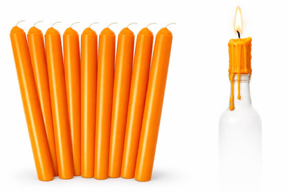 Funny Guy Mugs Drip Candles – 12 Pack Orange Dripping Wax Candles, 6.5” Unscented Tapers for Bottle Drip Décor & Statement Centerpiece