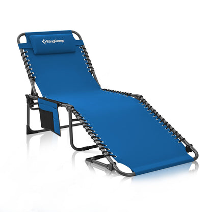 KingCamp Reclining Lounger Chair Camping Cots, 74.8" x 23.2" x 13.3", Blue