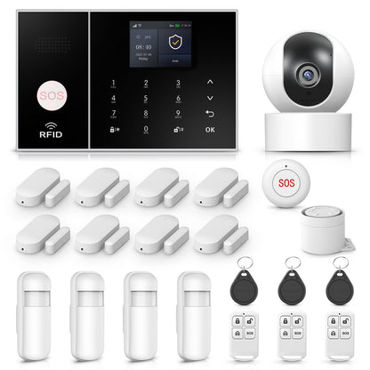 Alarm System for Home Security,WiFi+GSM 4G DIY Alarm Kit with Phone APP Alert, Door/Window Sensor, Remote, Compatible with Alexa and Google for House, Apartment