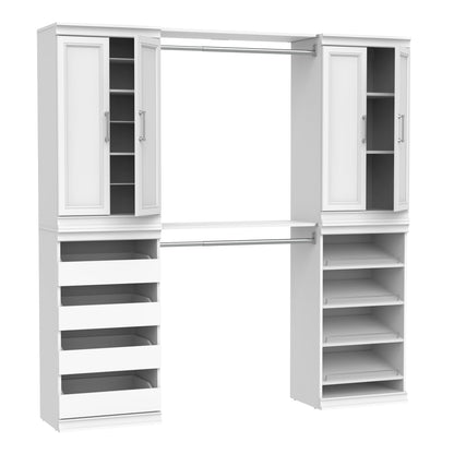 ClosetMaid Modular Storage 68.76-78.78-inch W 4-Drawer 19-Shelf Wood Closet System with Doors, White