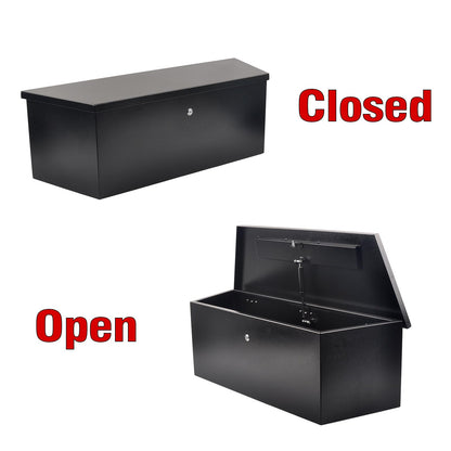 TBAPFS Black Steel Trailer Tongue Truck Box for Trucks Trailers RV ATV Pickup Trucks Flatbeds - 35 x 12.2 x 11.8 Inch