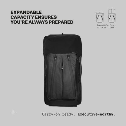 The Frenchie Co. - Work/Travel Speed Backpack - Expandable 23-30 L Laptop Pack - Anti-theft magnetic closure - Ballistic nylon body with full-grain Italian leather trim