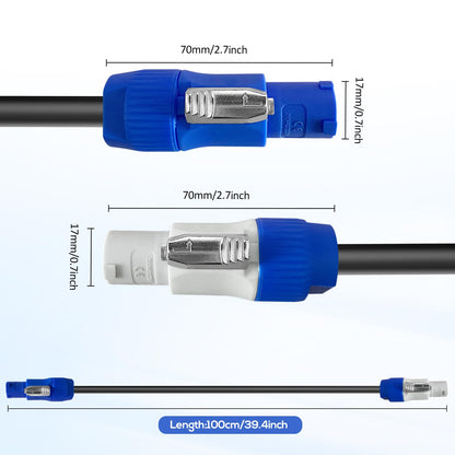 PowerCon Power Cable AC PowerCon Input to Output 12AWG 3 Pin Power Extension Cable for LED Screen Beam Moving Head Light, Stage Light Power,Audio Video Equipment and More-6FT